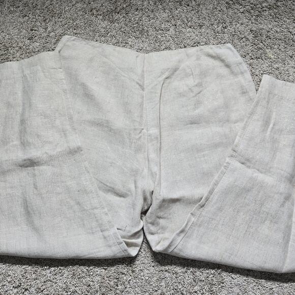 Neiman Marcus Linen Pants Sz 16 Beige Straight Leg Minimalist Resort Office - Picture 10 of 11